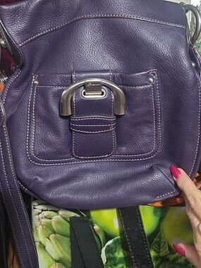 Purple Leather Crossbody Bag with Front Buckle